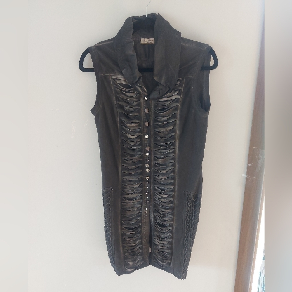 ELISA cavaletti distressed ripped black dress  small
